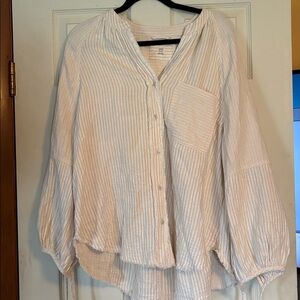 Aerie Cream Striped Top XS